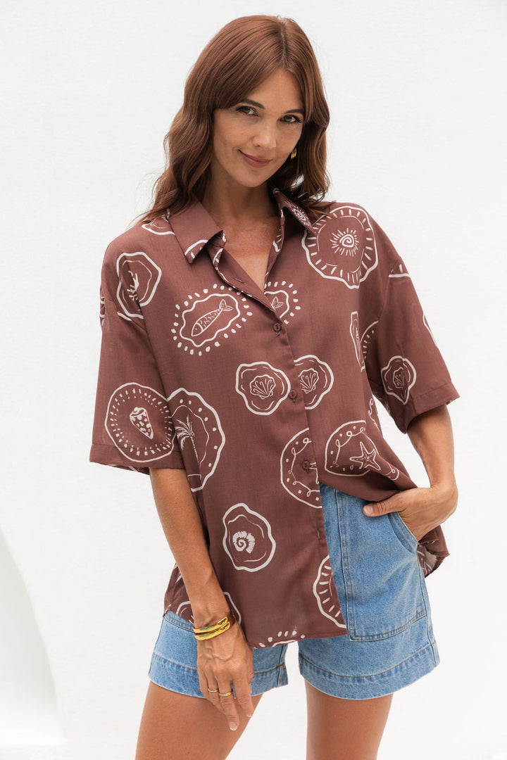 Cora Shirt - Hayman Print - Choc
