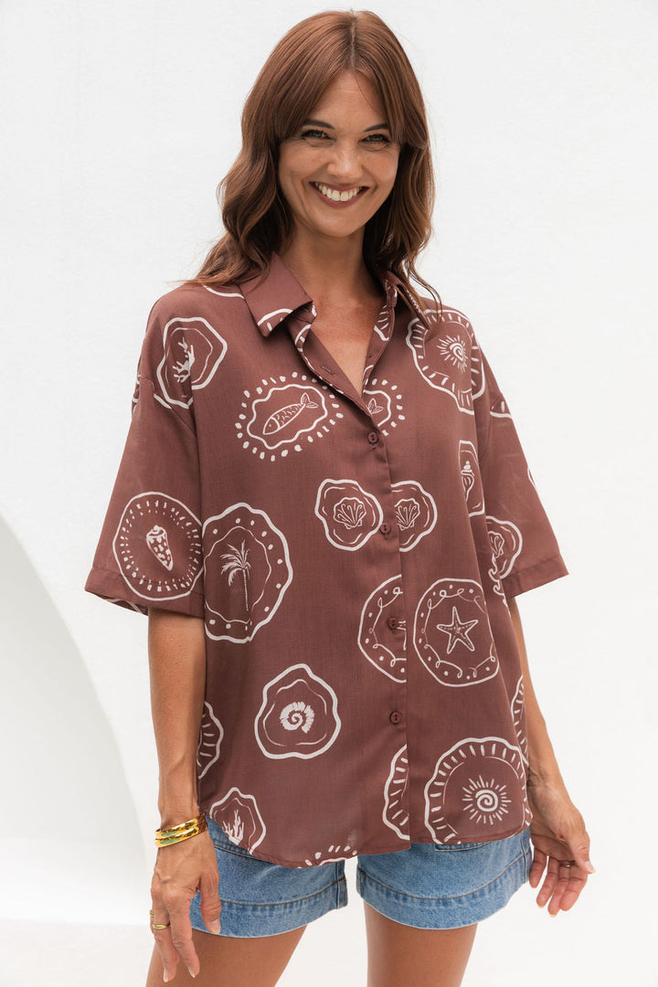 Cora Shirt - Hayman Print - Choc