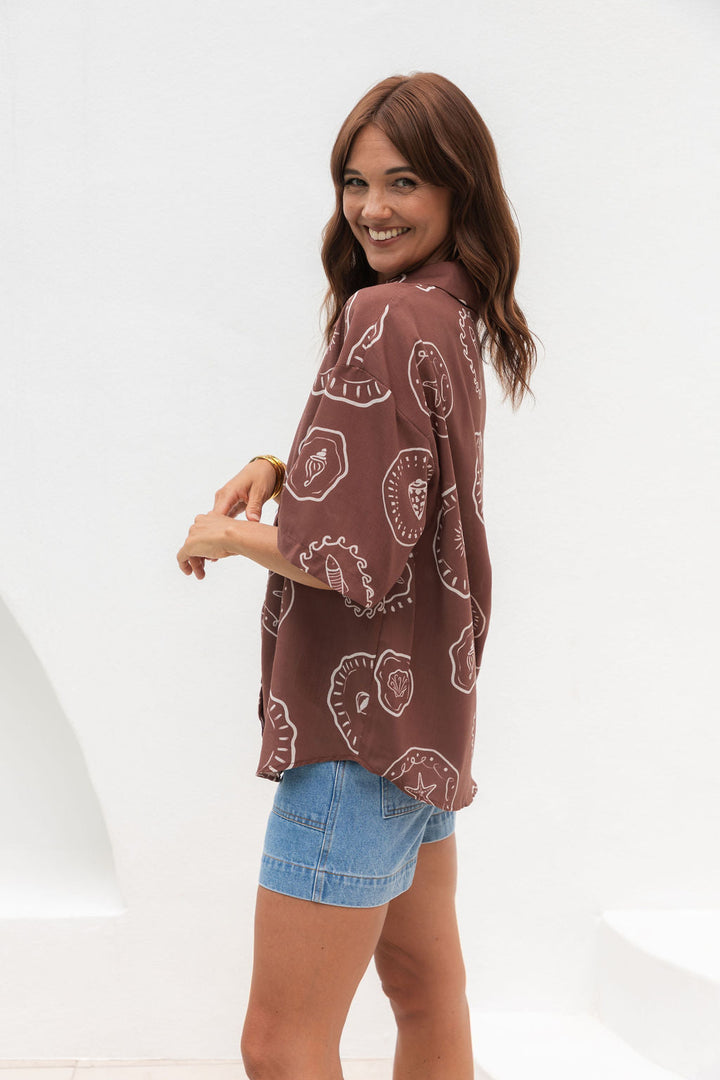 Cora Shirt - Hayman Print - Choc