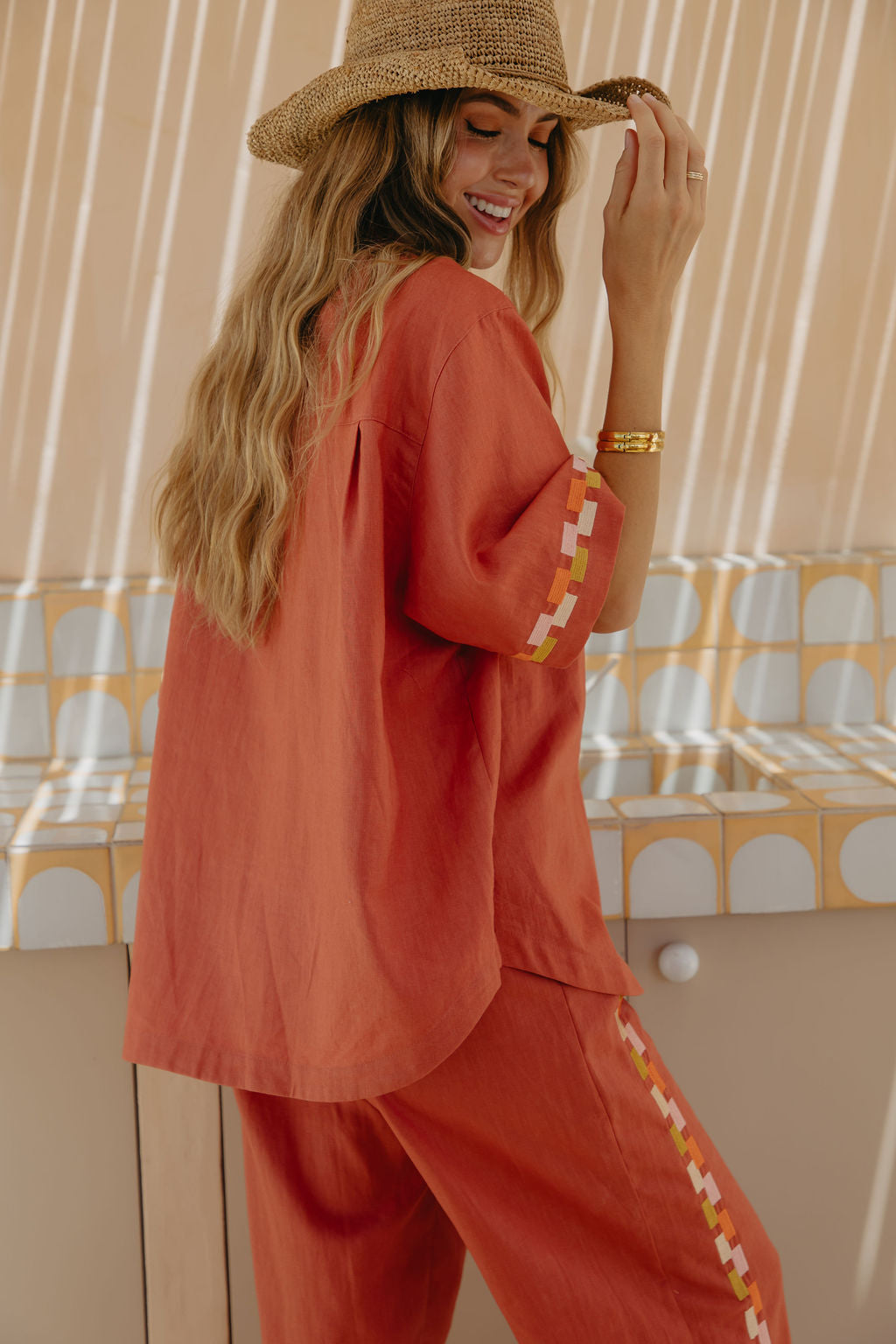 Pia Linen Shirt - Papaya