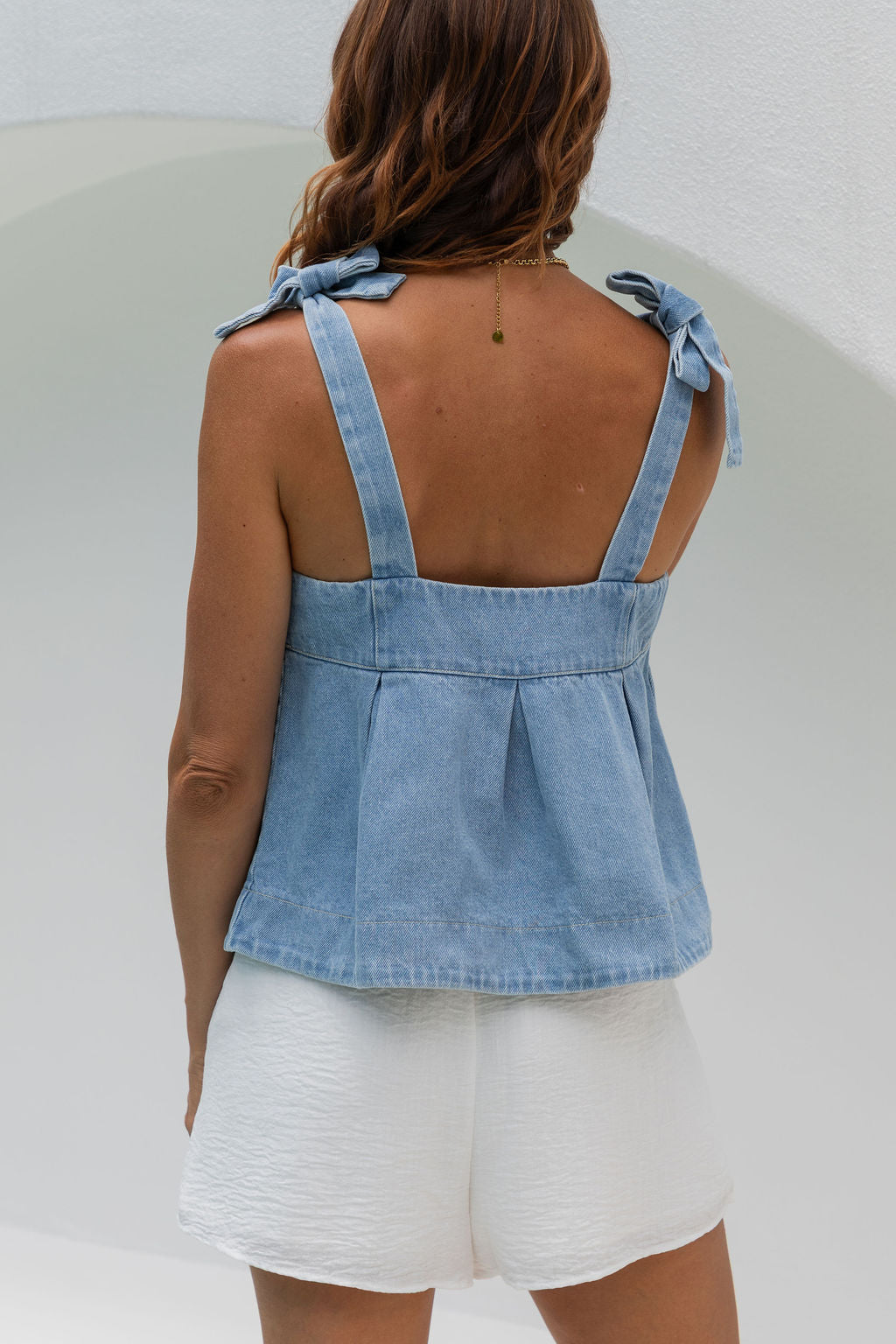 Hannah Denim Top - Light Wash