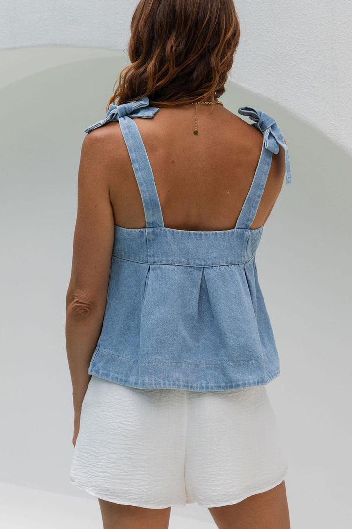 Hannah Denim Top - Light Wash