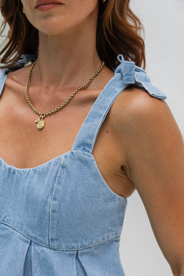 Hannah Denim Top - Light Wash