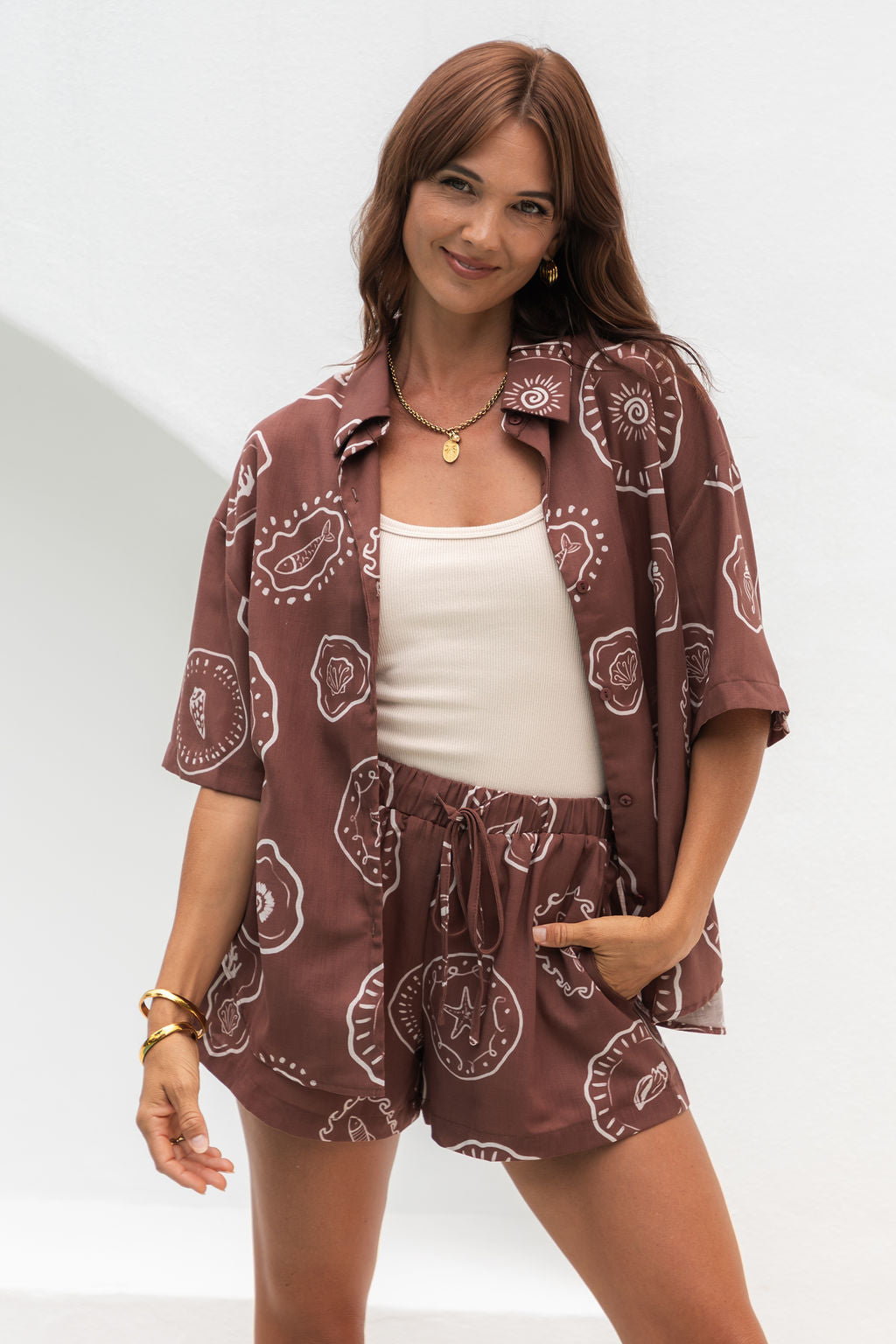 Cora Shirt - Hayman Print - Choc