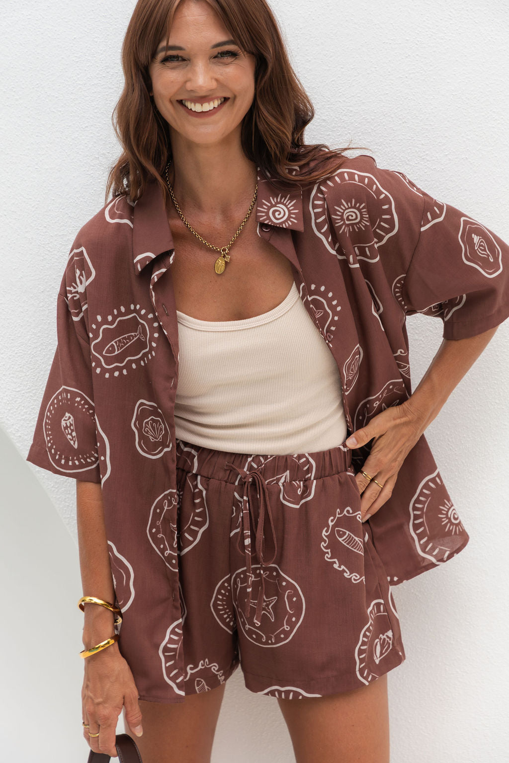 Cora Shirt - Hayman Print - Choc