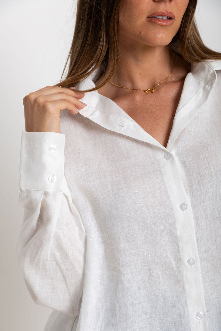 Archie Relaxed-Fit Linen Shirt - Ivory White
