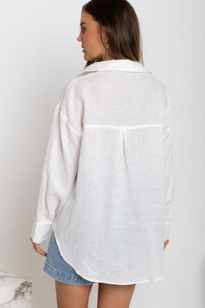Archie Relaxed-Fit Linen Shirt - Ivory White