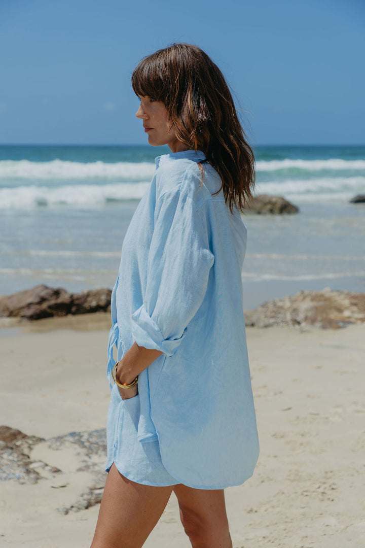 Ada Relaxed-Fit Linen Shirt - Blue