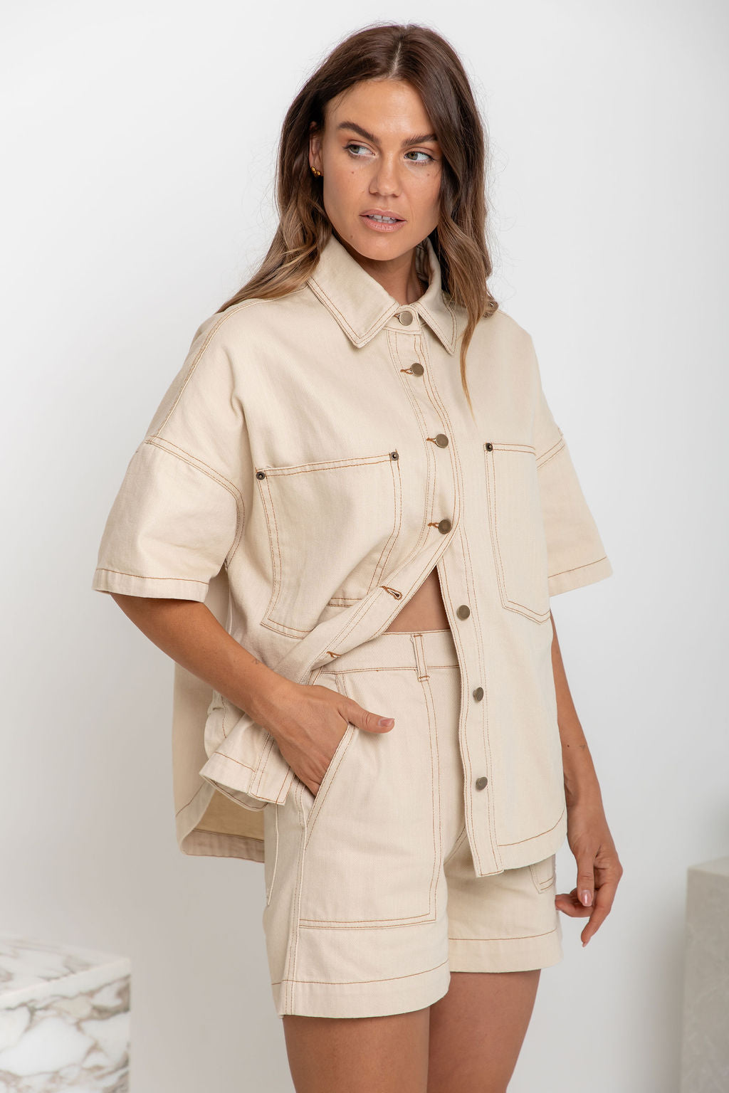 Byron Denim Shorts - Chai