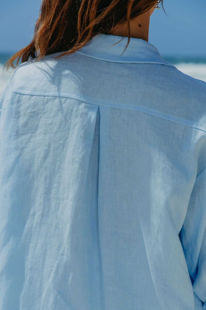 Ada Relaxed-Fit Linen Shirt - Blue