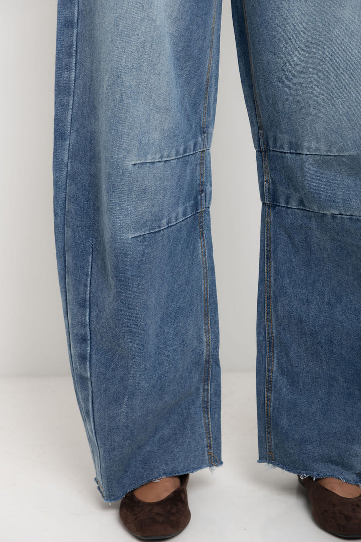 Cody Barrel Denim Jeans - Mid Blue Wash