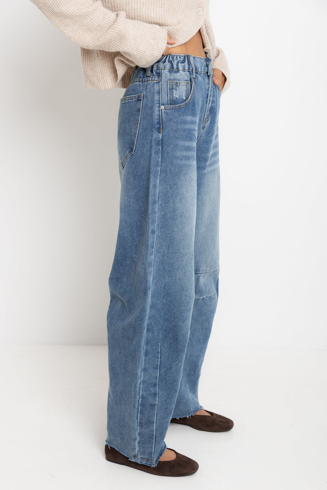 Cody Barrel Denim Jeans - Mid Blue Wash