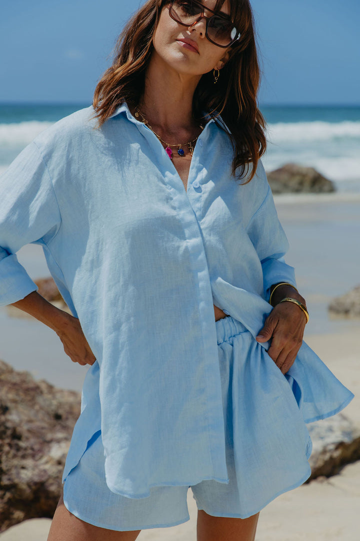 Ada Relaxed-Fit Linen Shirt - Blue