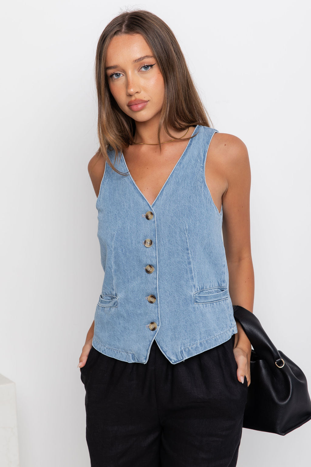Ari Vest Top - Denim