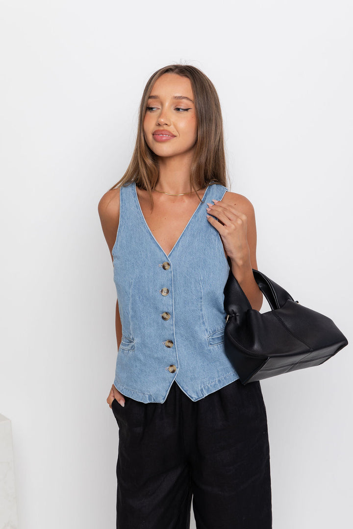 Ari Vest Top - Denim