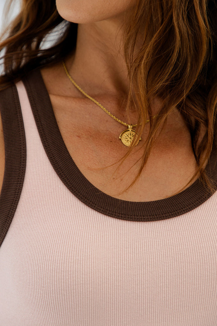 Hudson Contrast Tank - Pink and Brown