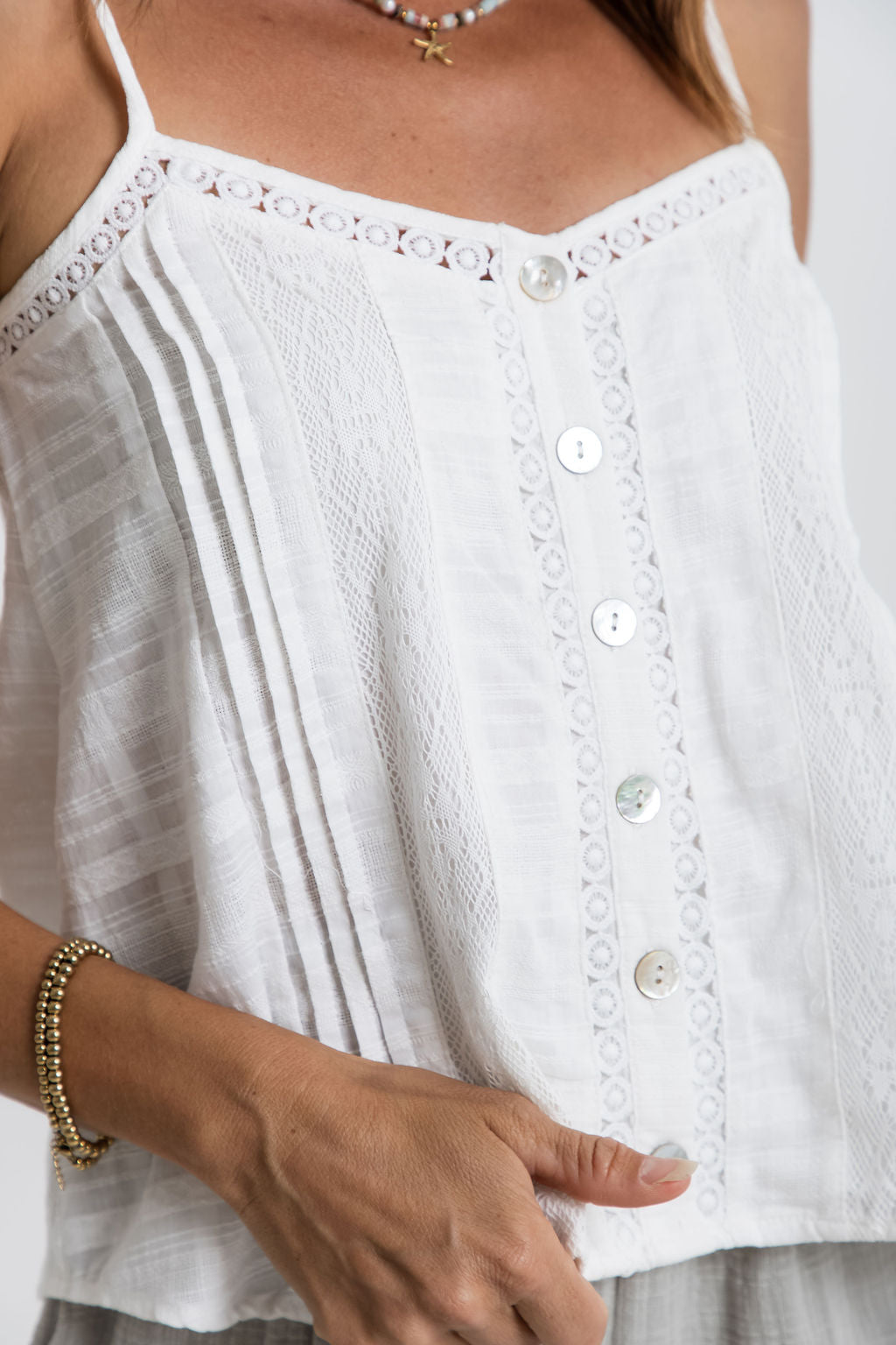 Hattie Lace Cami Top - White