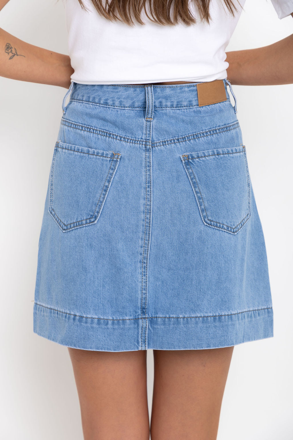 Heidi Denim Mini Skirt - Light Wash - The Self Styler