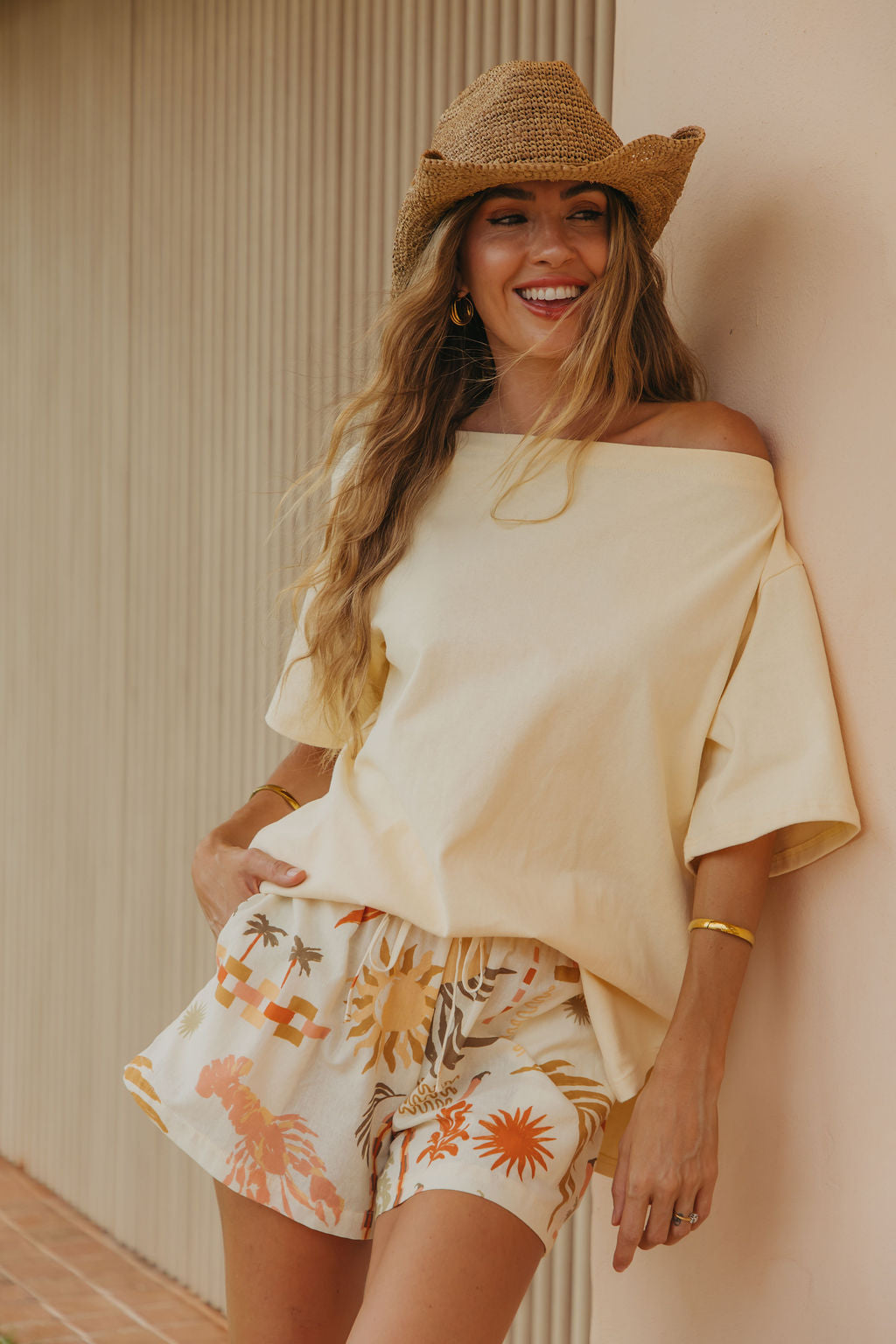 Arden Off-The-Shoulder Tee - Yellow