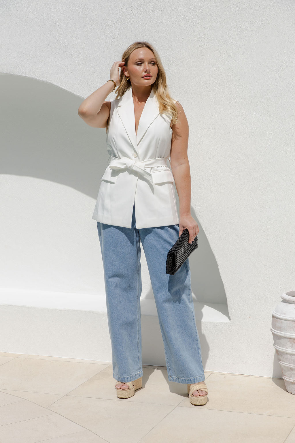 Hallie Longline Vest Top - White