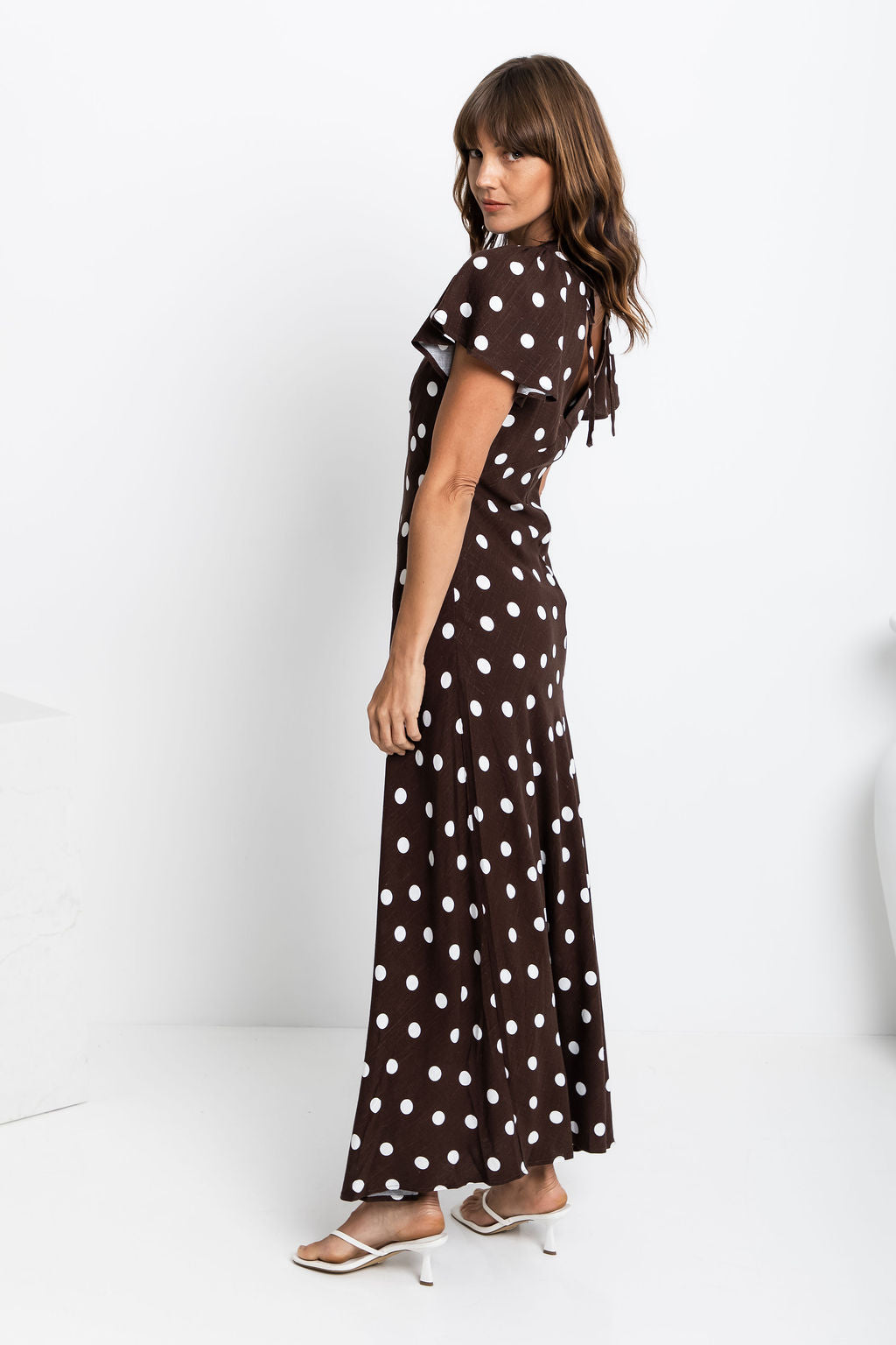 Clarissa Polka Dot Maxi Dress - Chocolate and White