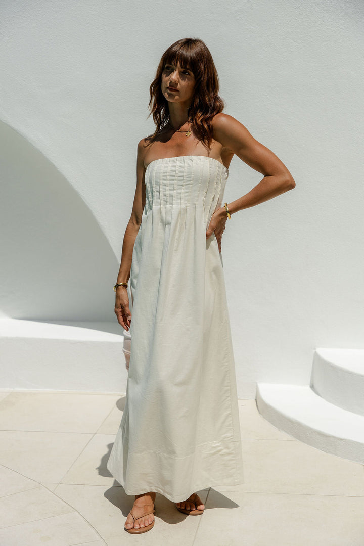 Ava Strapless Maxi Dress - Cream