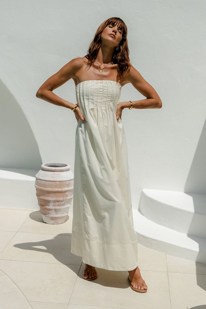 Ava Strapless Maxi Dress - Cream