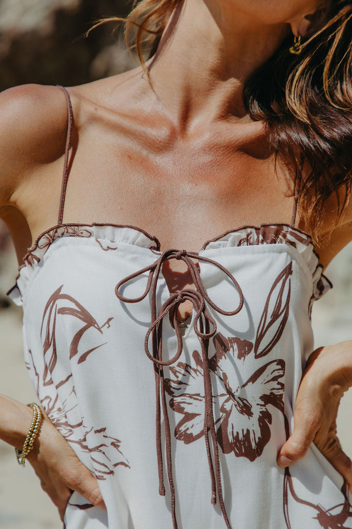 Coco Mini Dress - Choc Floral Print