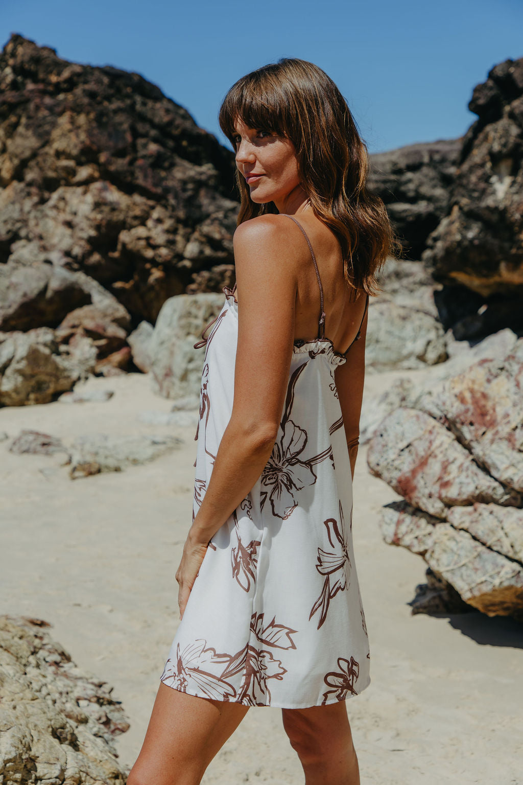 Coco Mini Dress - Choc Floral Print