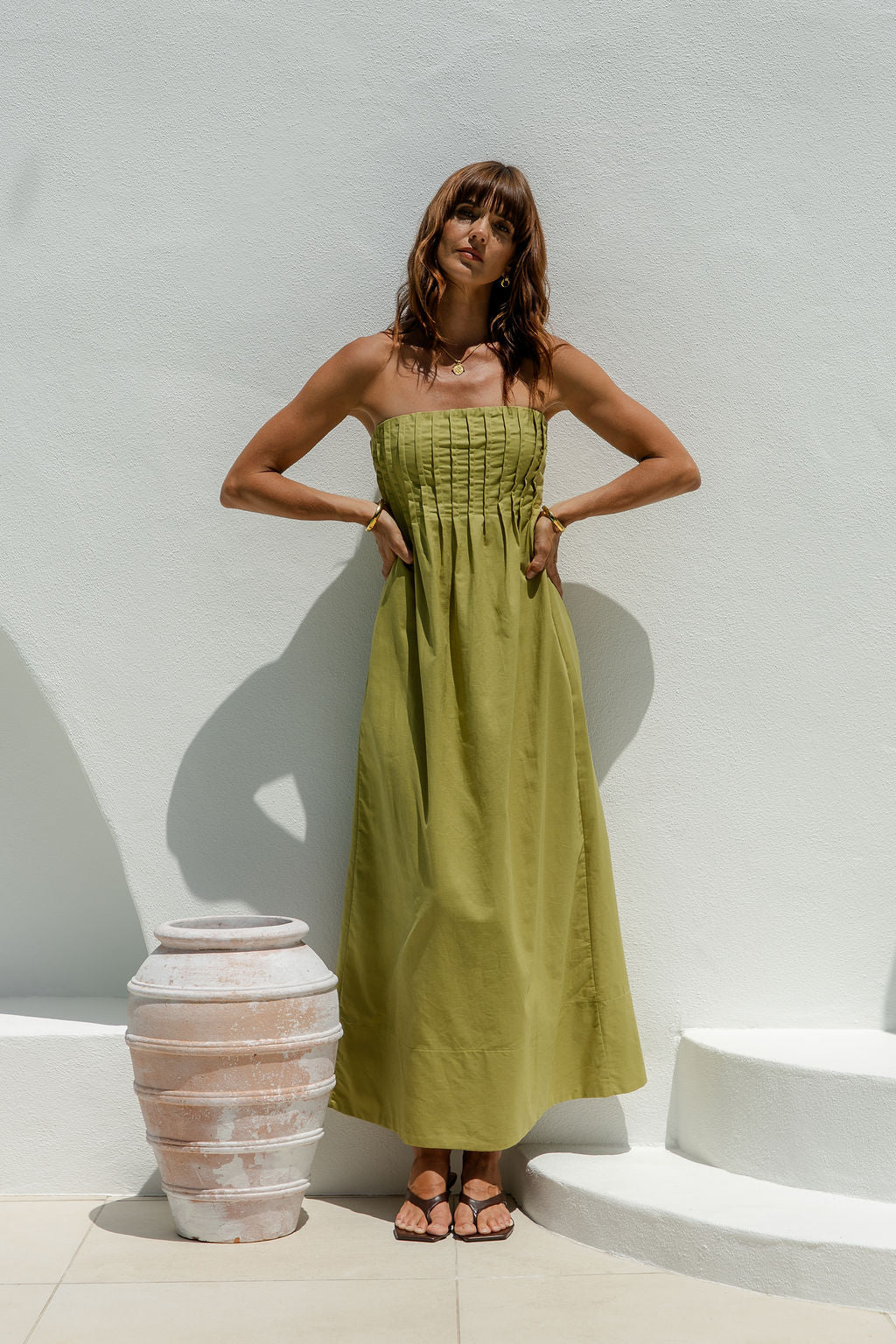 Ava Strapless Maxi Dress - Matcha Green