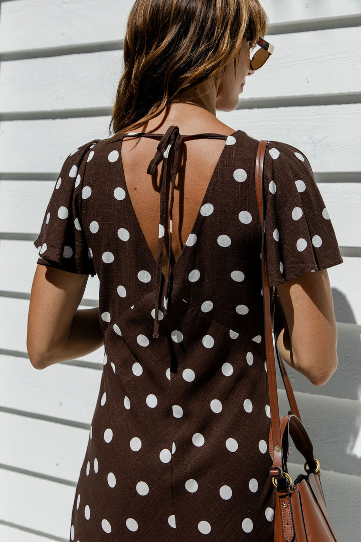 Clarissa Polka Dot Maxi Dress - Chocolate and White