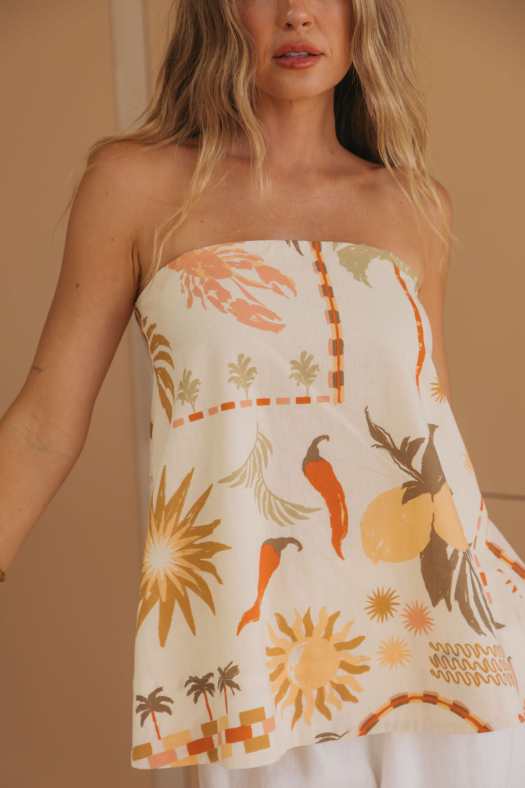 Catalina Strapless Top - Palmira Print