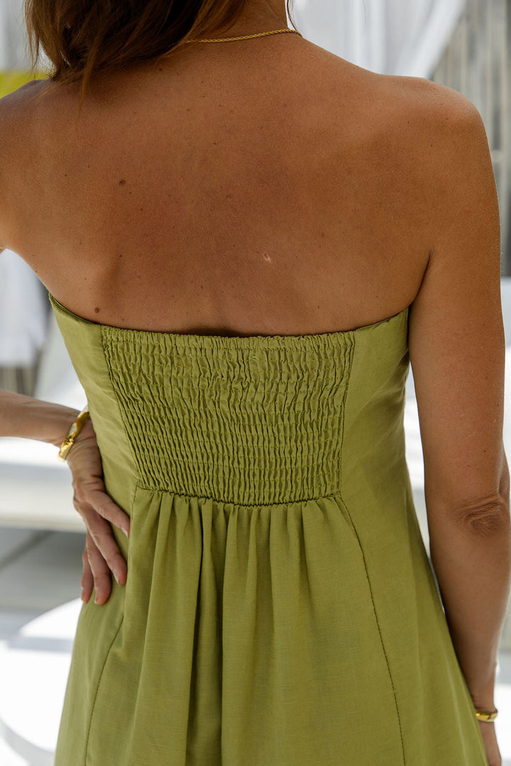 Ava Strapless Maxi Dress - Matcha Green