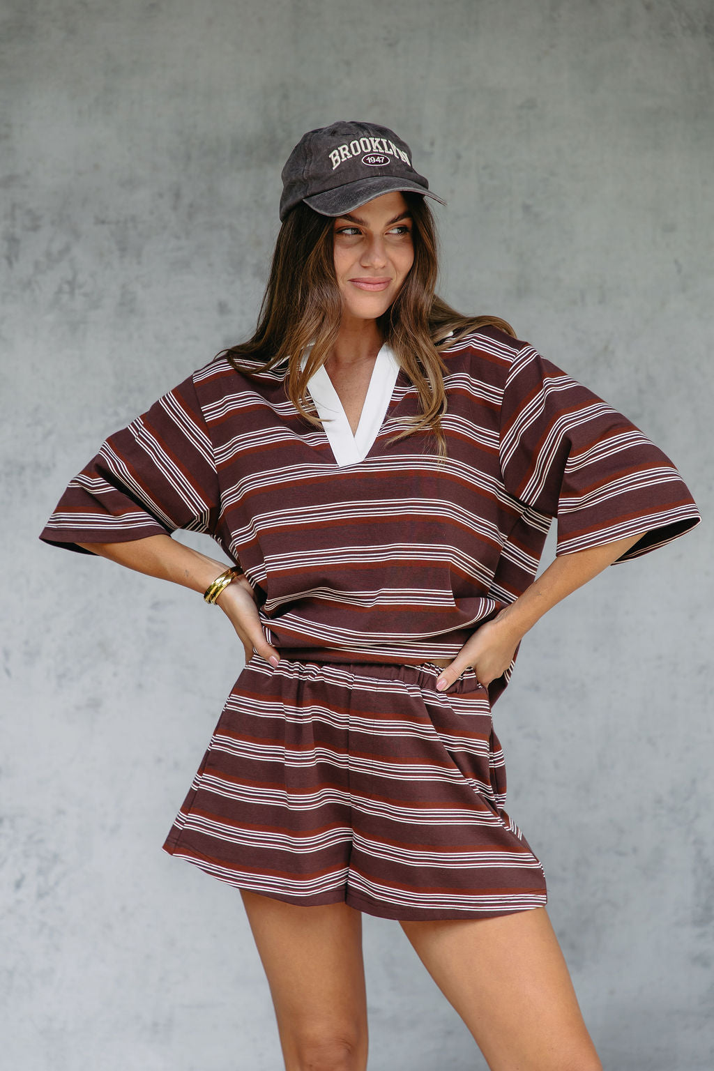 Jye Rugby Stripe Shorts - Chocolate