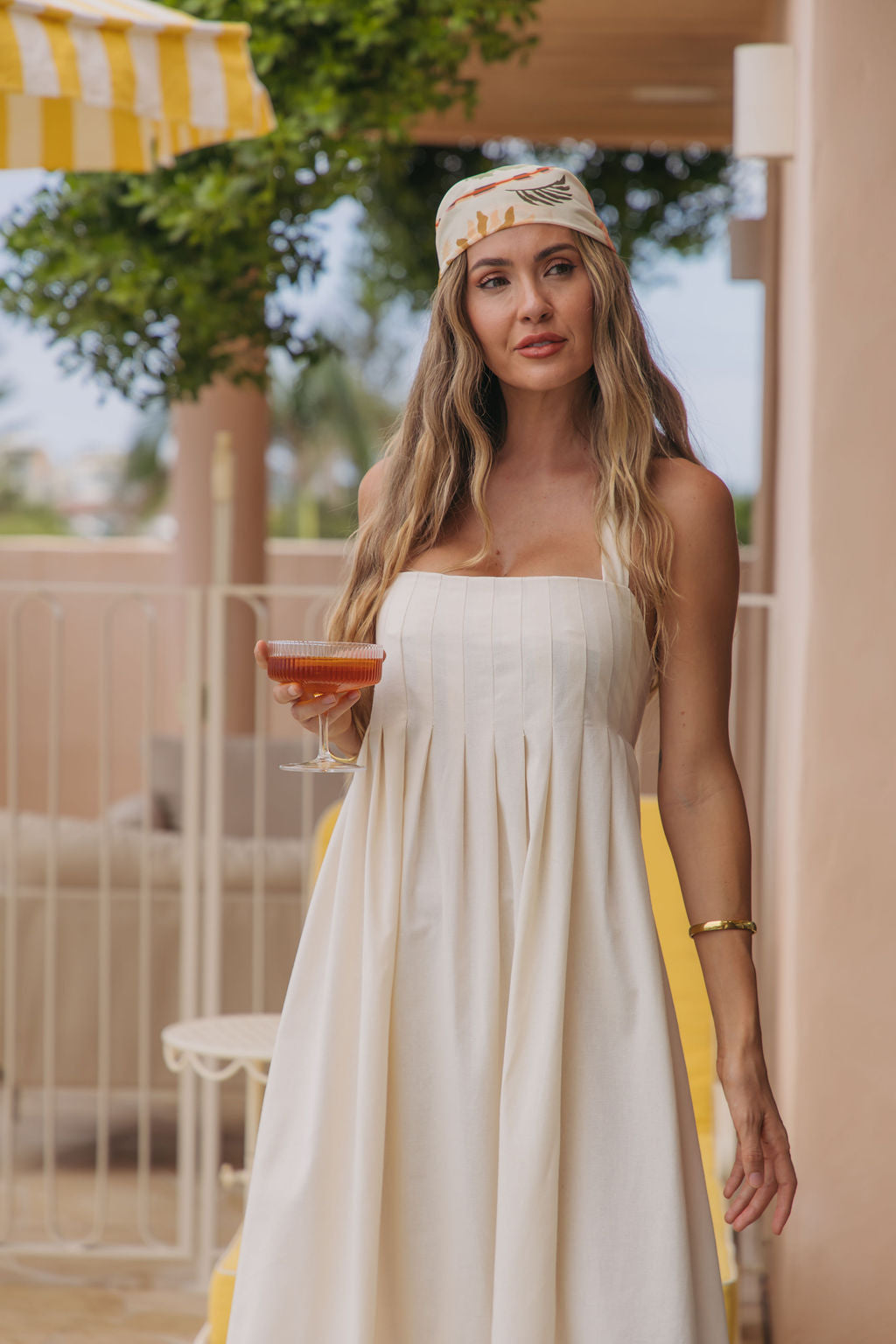 Billie Pleated Halter Maxi Dress - Cream