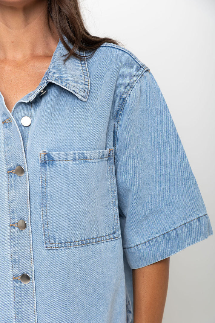 Tallon Denim Shirt - Light Blue Wash - The Self Styler