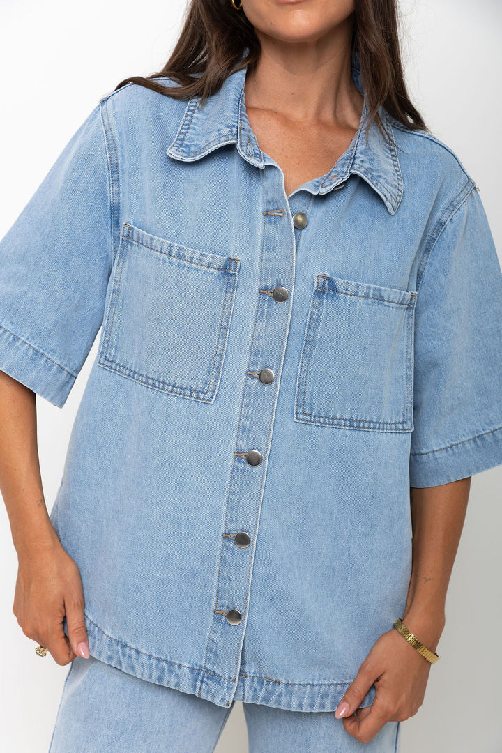Tallon Denim Shirt - Light Blue Wash - The Self Styler