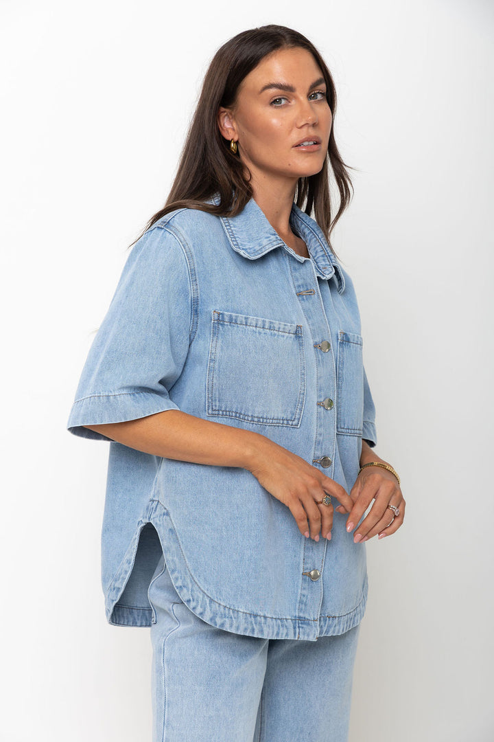 Tallon Denim Shirt - Light Blue Wash - The Self Styler