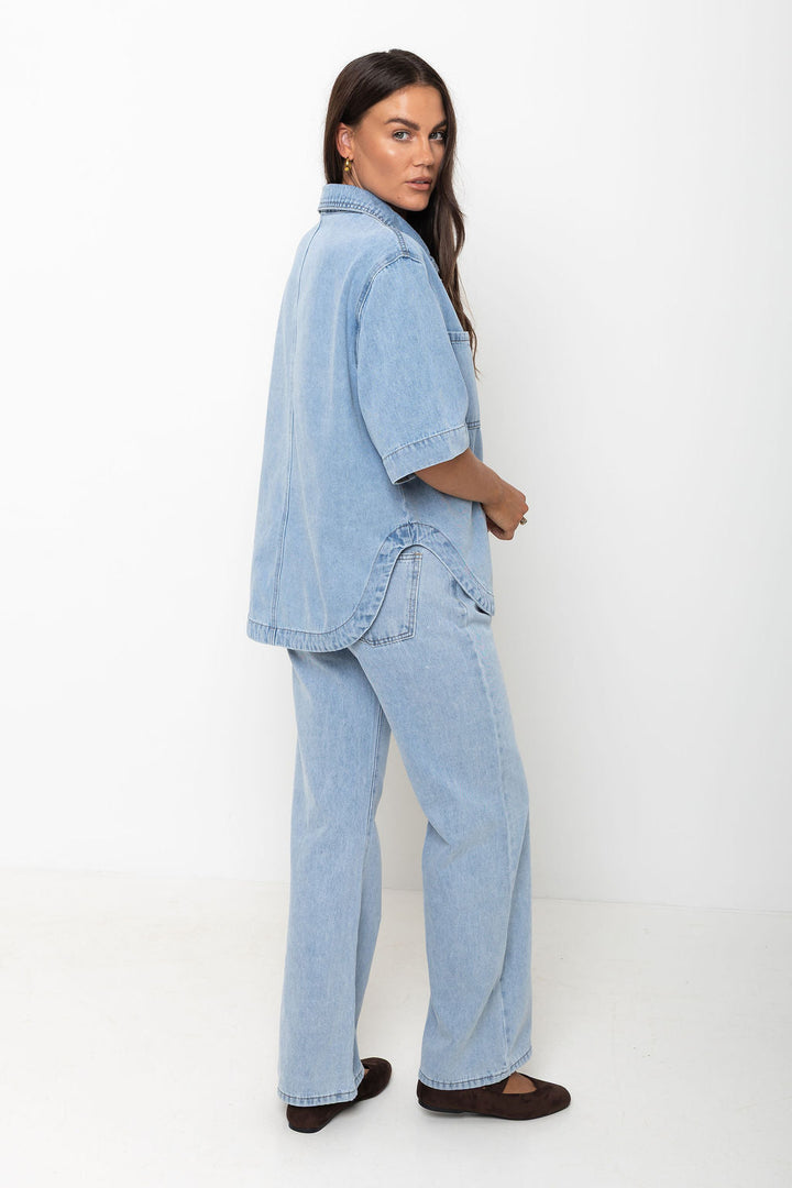 Tallon Denim Shirt - Light Blue Wash - The Self Styler