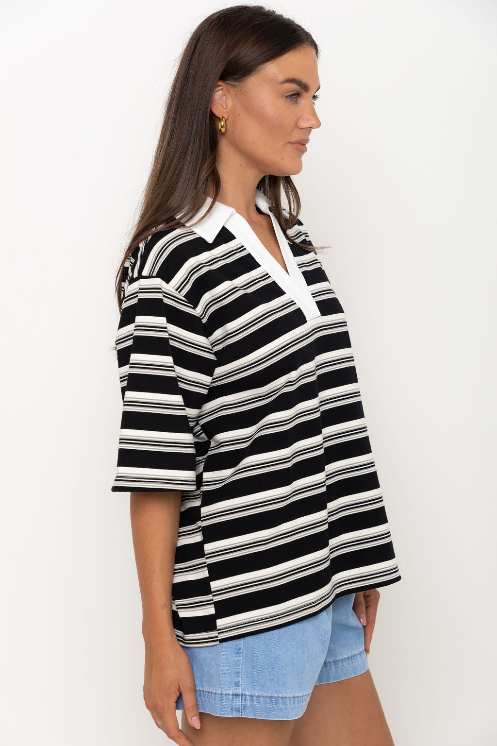 Ollie Rugby Stripe Tee - Black