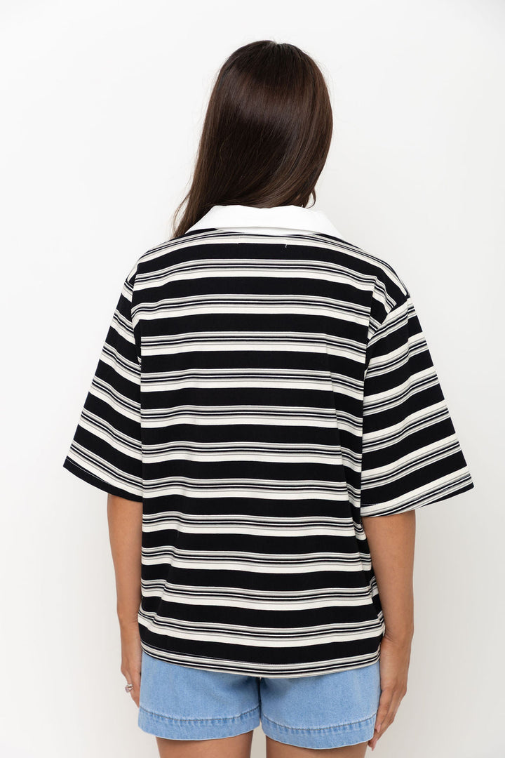 Ollie Rugby Stripe Tee - Black