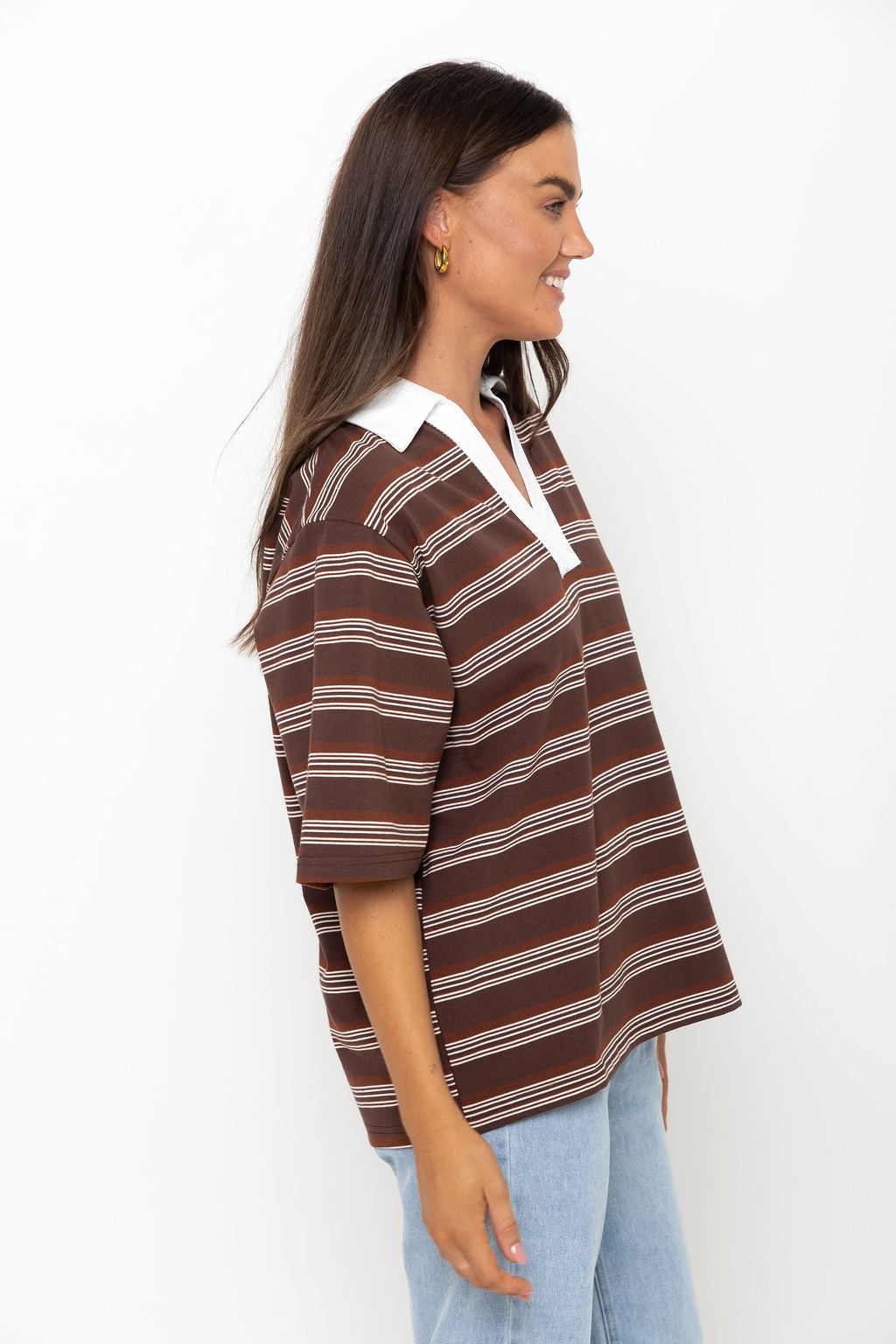 Ollie Rugby Stripe Tee - Chocolate