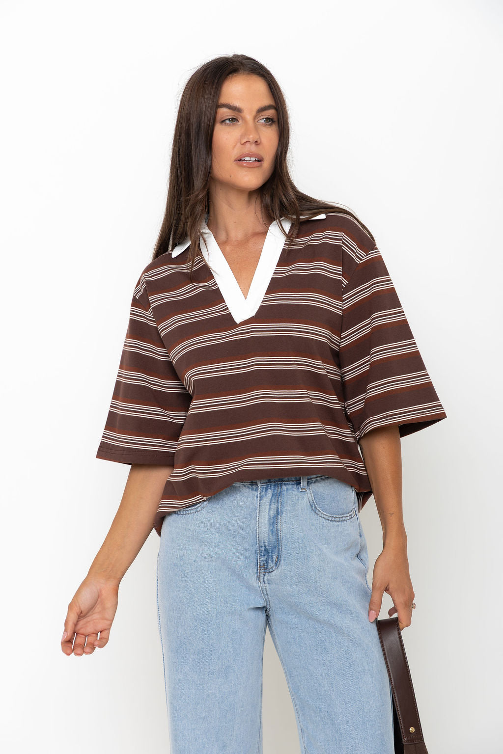 Ollie Rugby Stripe Tee - Chocolate
