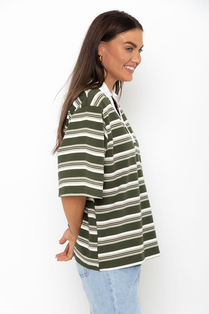 Ollie Rugby Stripe Tee - Green