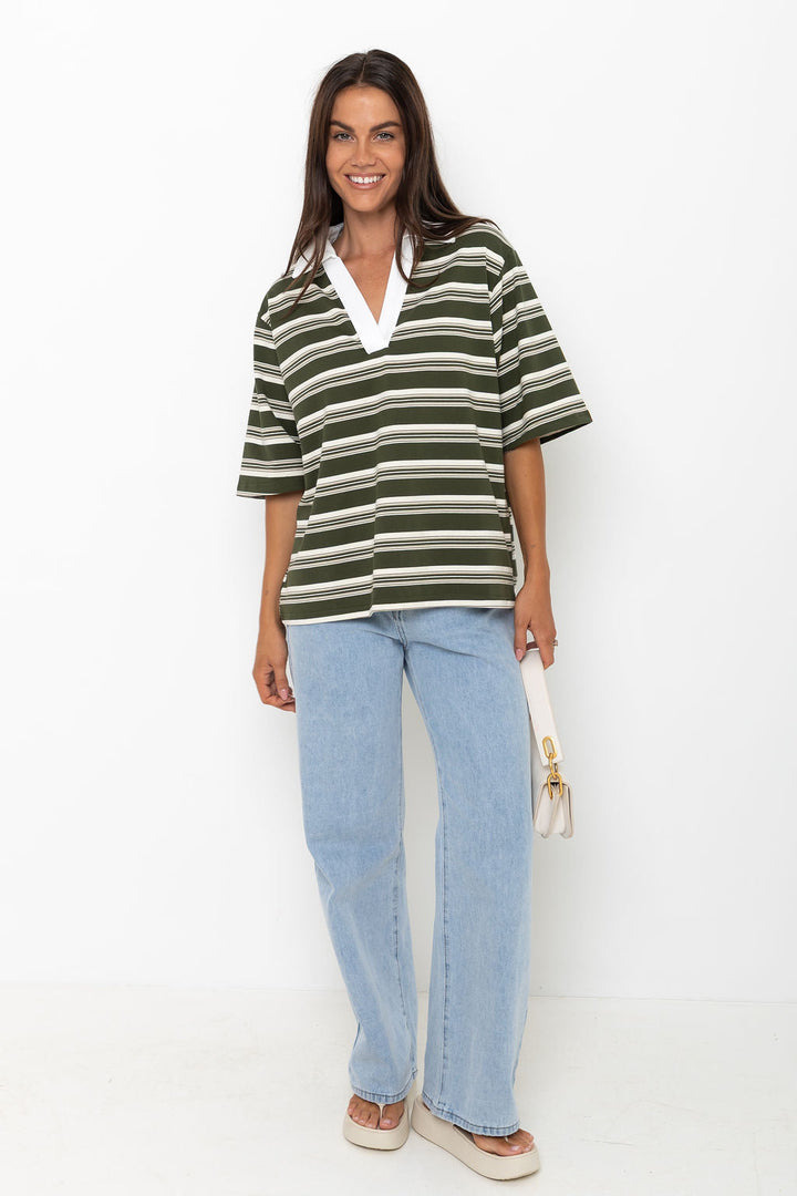 Ollie Rugby Stripe Tee - Green