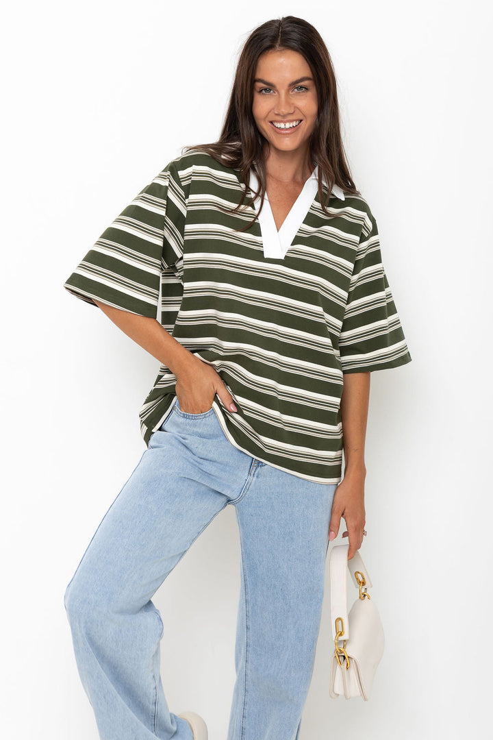 Ollie Rugby Stripe Tee - Green