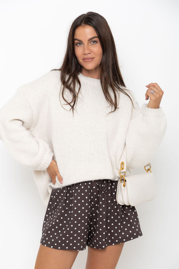 Lennon Polka Dot Shorts - Chocolate and White