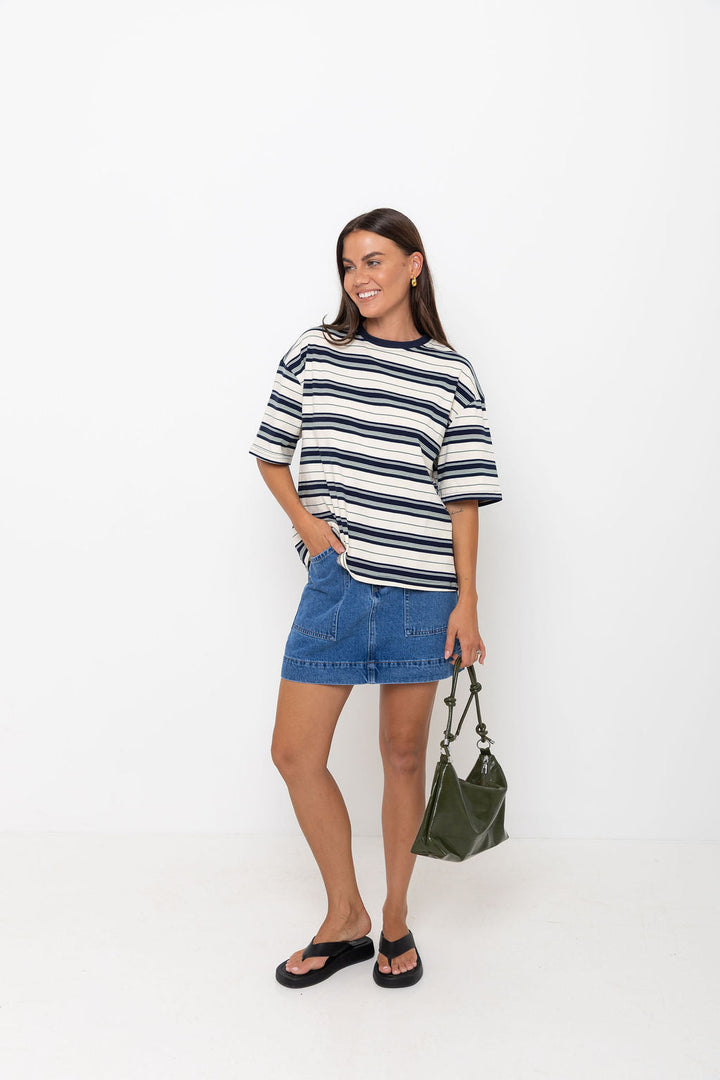 Ryan Relaxed-Fit Stripe Tee - Navy and Green