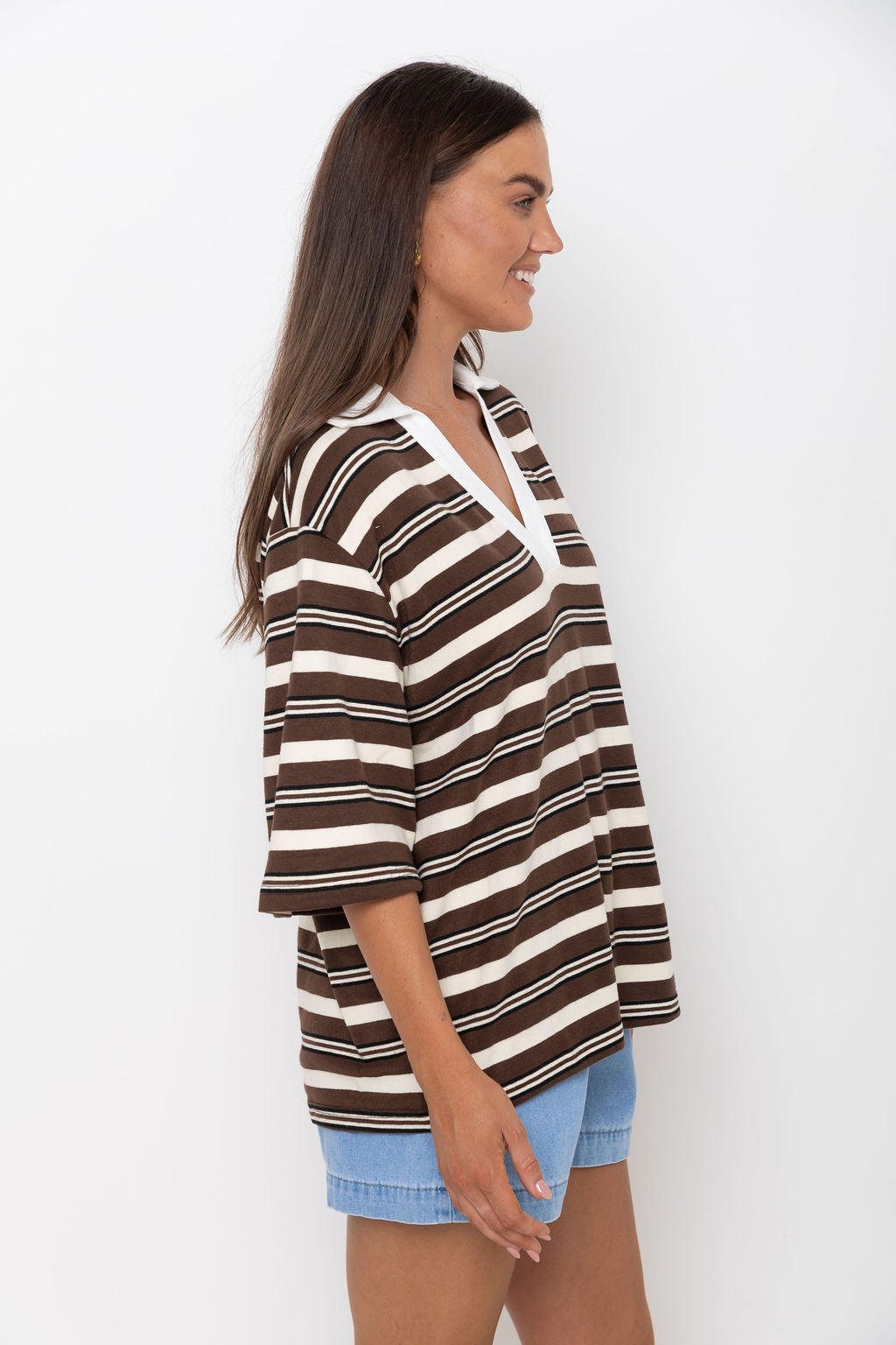 Louie Stripe Top - Chocolate