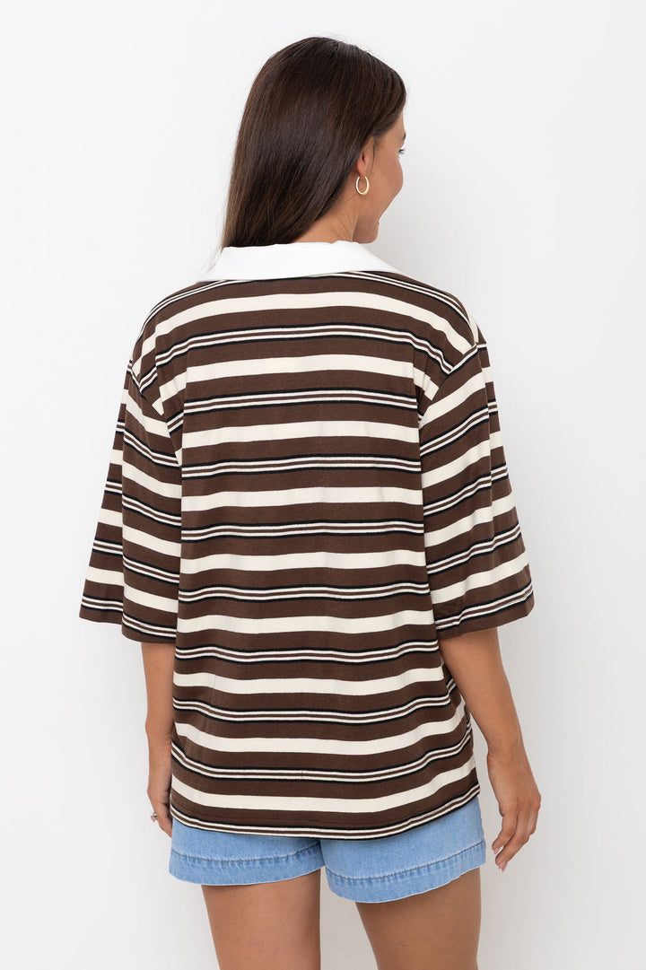 Louie Stripe Top - Chocolate